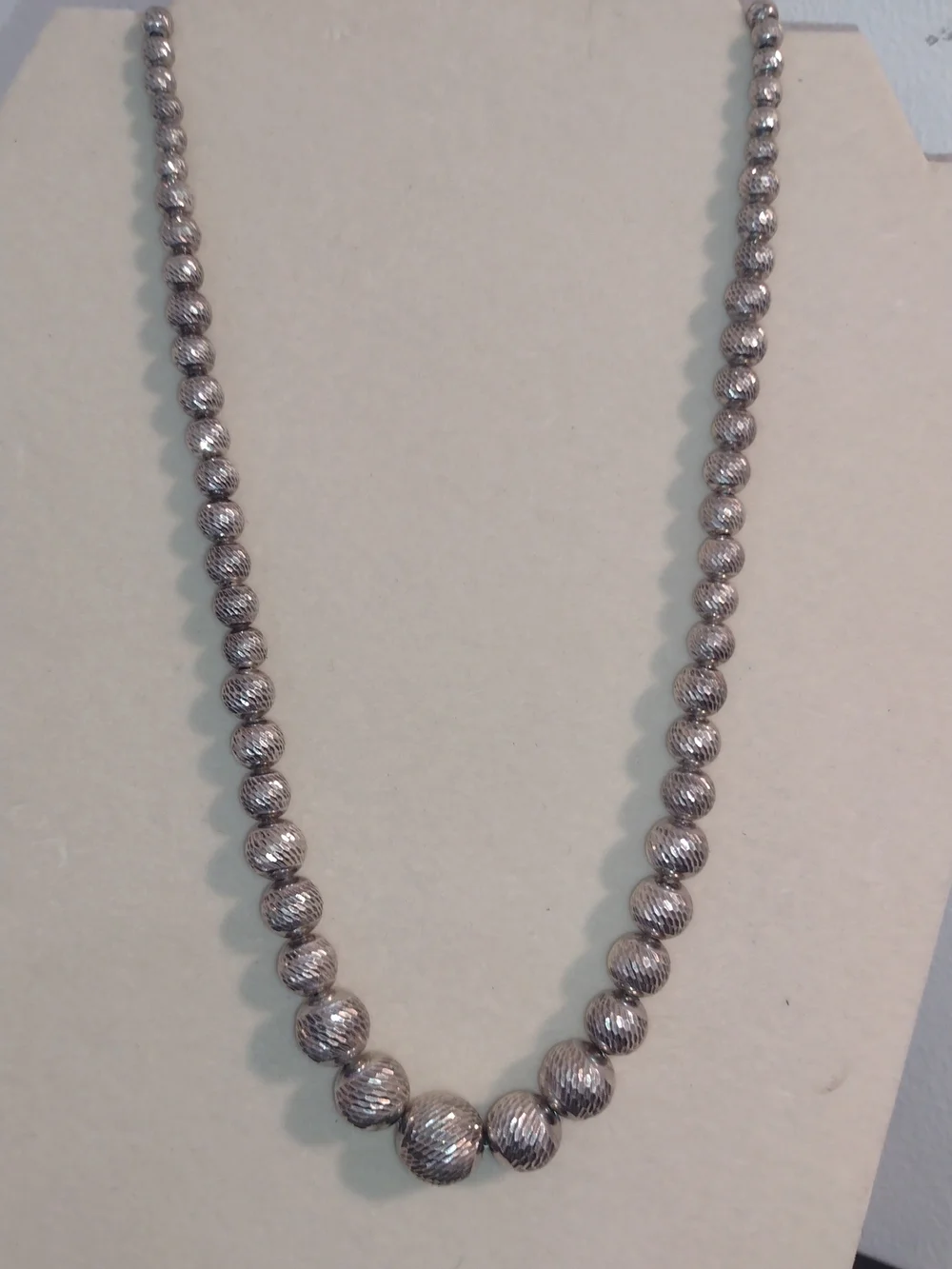 Vintage Sterling Silver Beaded Necklace